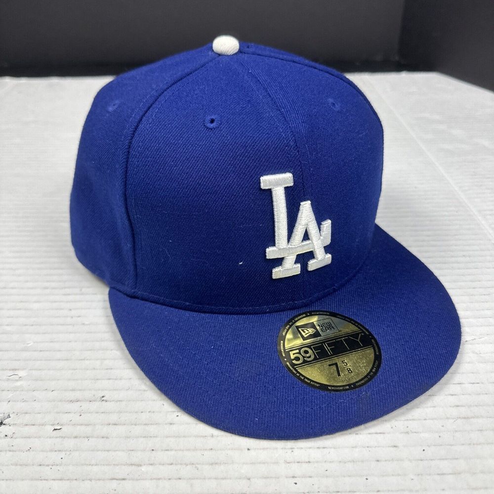 New Era 59Fifty On Field Hat MLB Basic Los Angeles Dodgers LA Blue Cap 7 5/8
